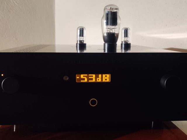 Black finish, volume shown in dB