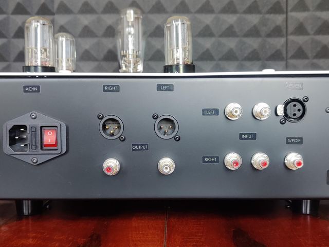 Rear panel with all five inputs fitted