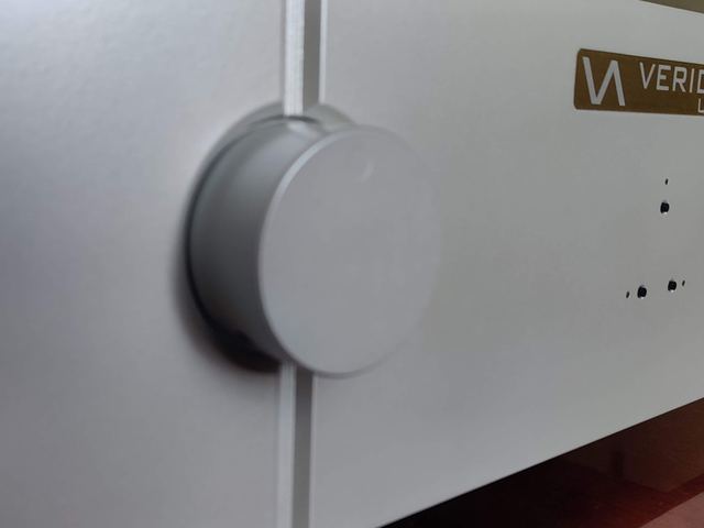 Volume control and panel finish, close up